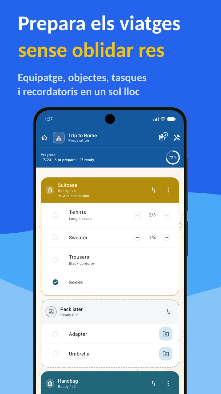 Bagolisto: Llista d'equipatge