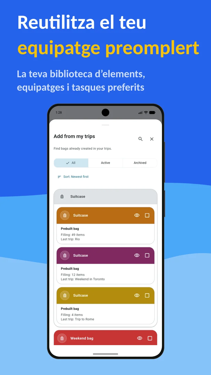 Bagolisto: Llista d'equipatge