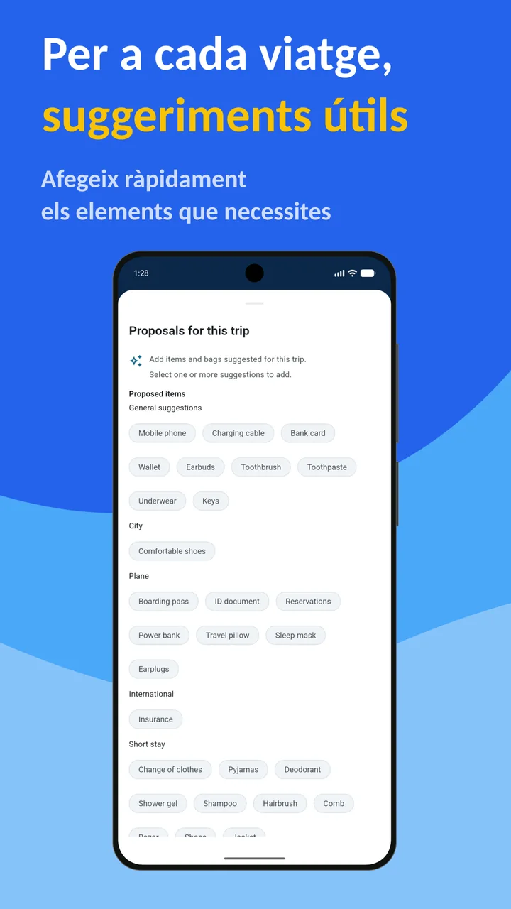 Bagolisto: Llista d'equipatge