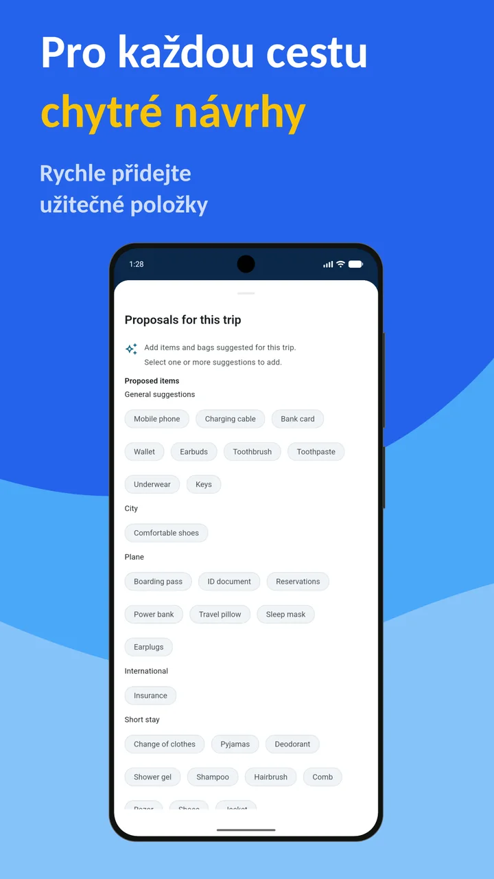 Bagolisto: Seznam na balení