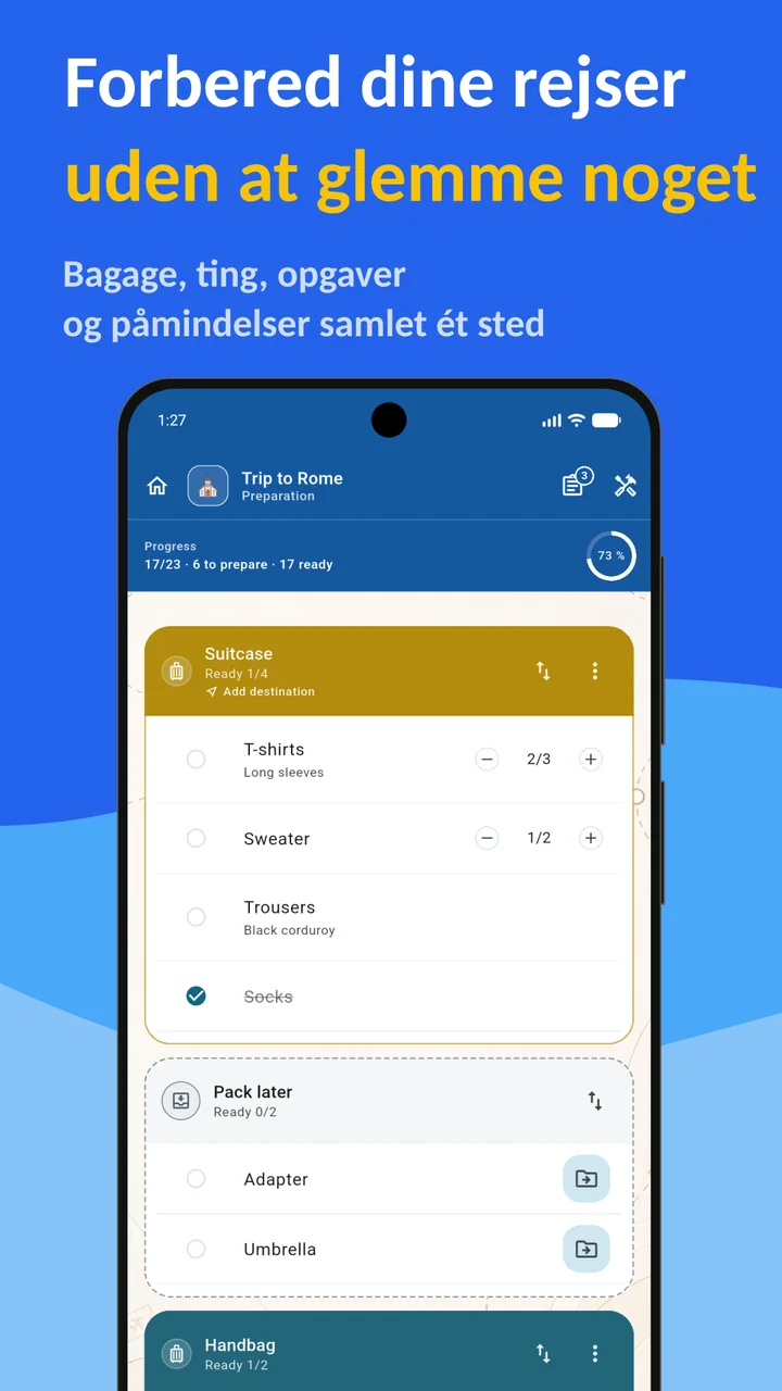 Bagolisto: Rejsepakkeliste