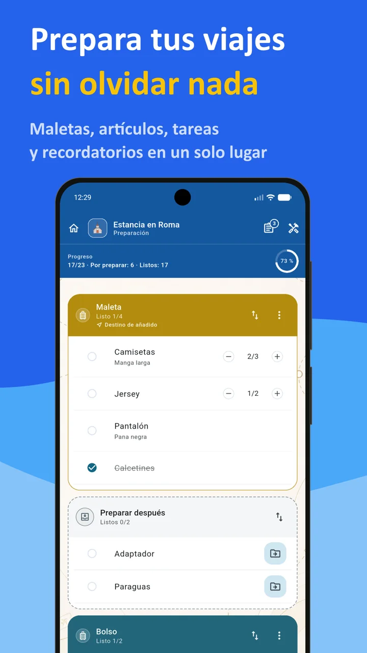 Bagolisto: Lista de equipaje