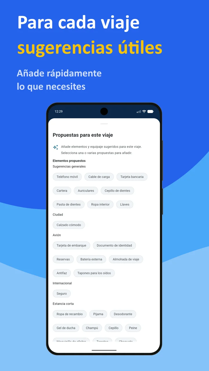 Bagolisto: Lista de equipaje
