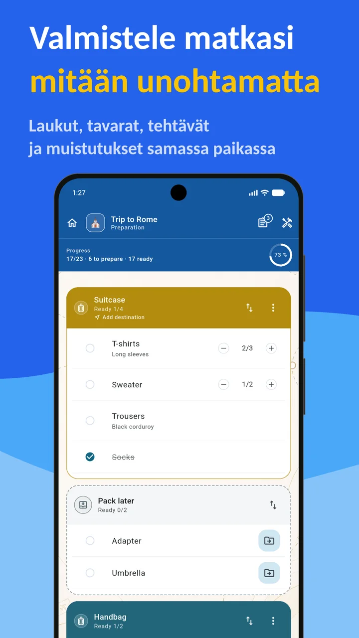 Bagolisto: Matkan pakkauslista