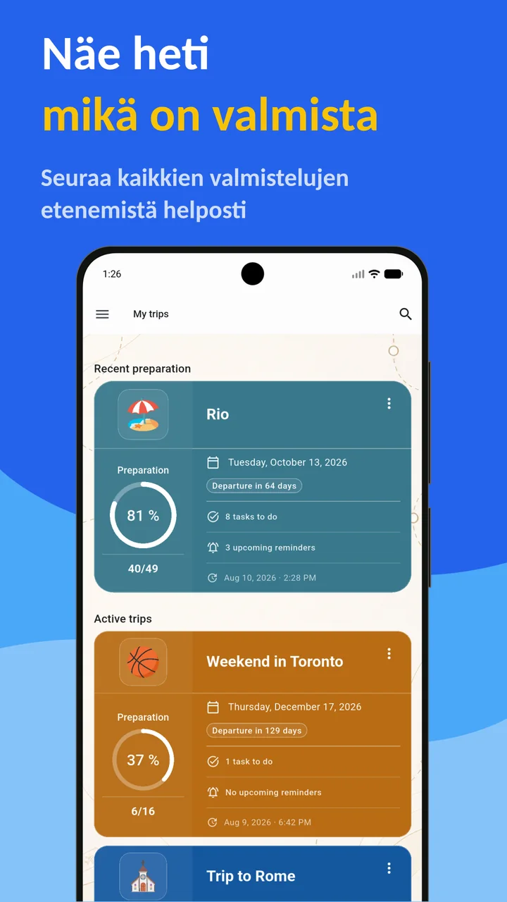 Bagolisto: Matkan pakkauslista