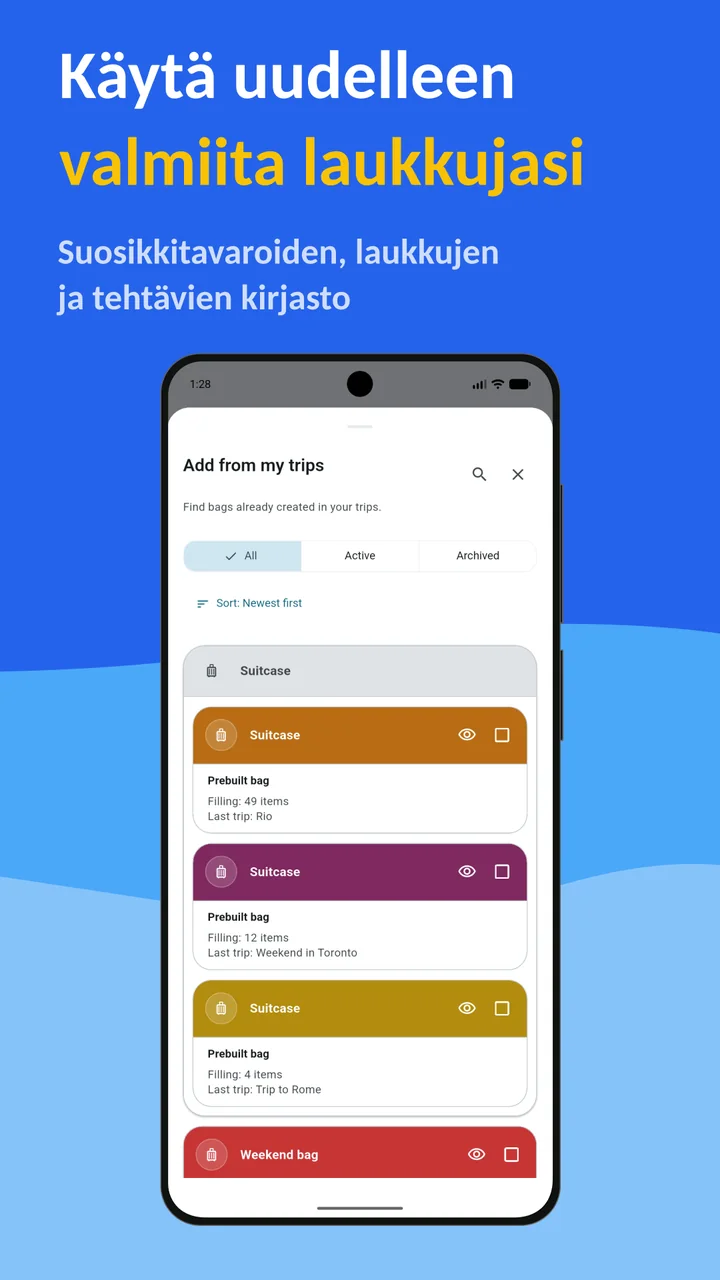 Bagolisto: Matkan pakkauslista