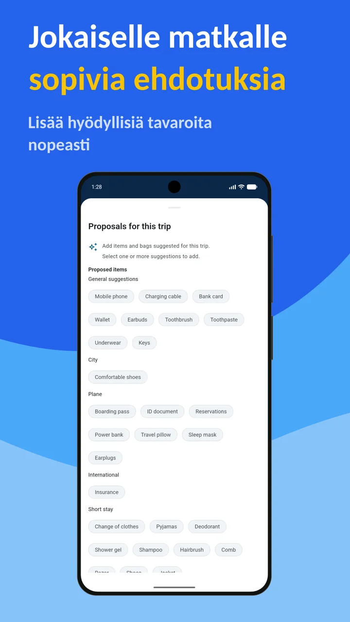 Bagolisto: Matkan pakkauslista