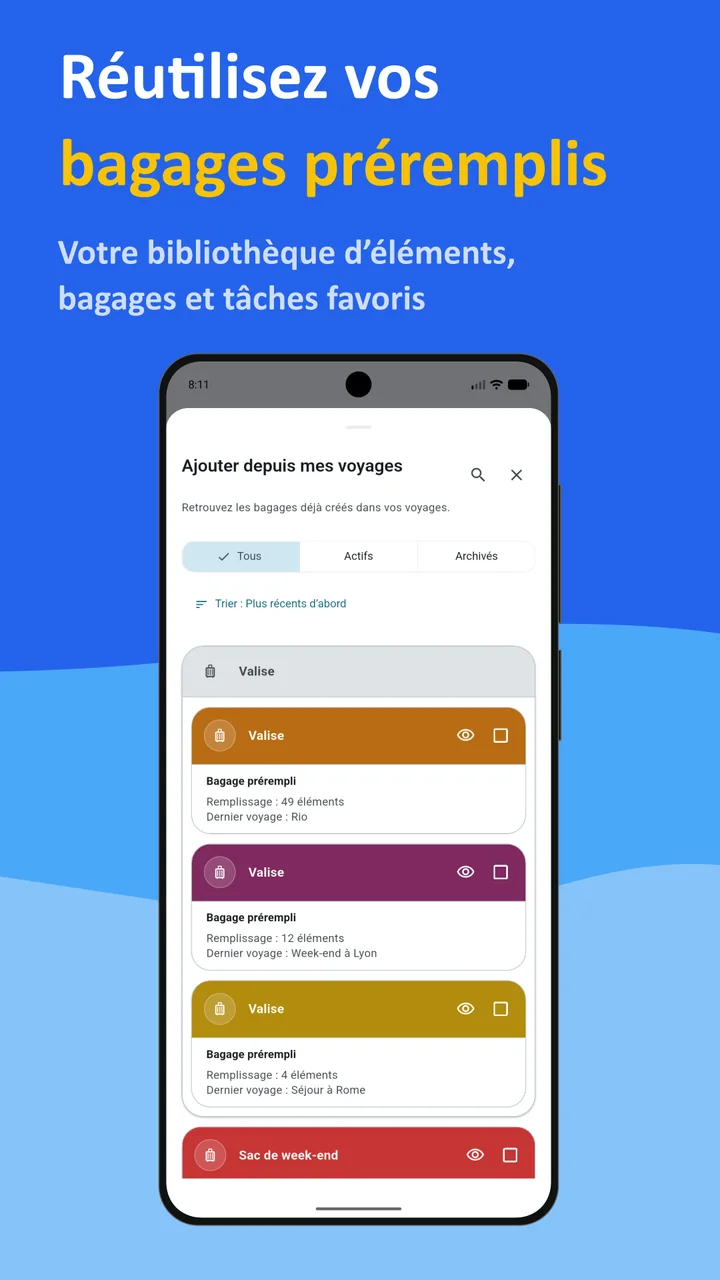 Bagolisto : liste de bagages