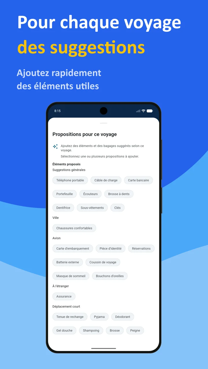 Bagolisto : liste de bagages