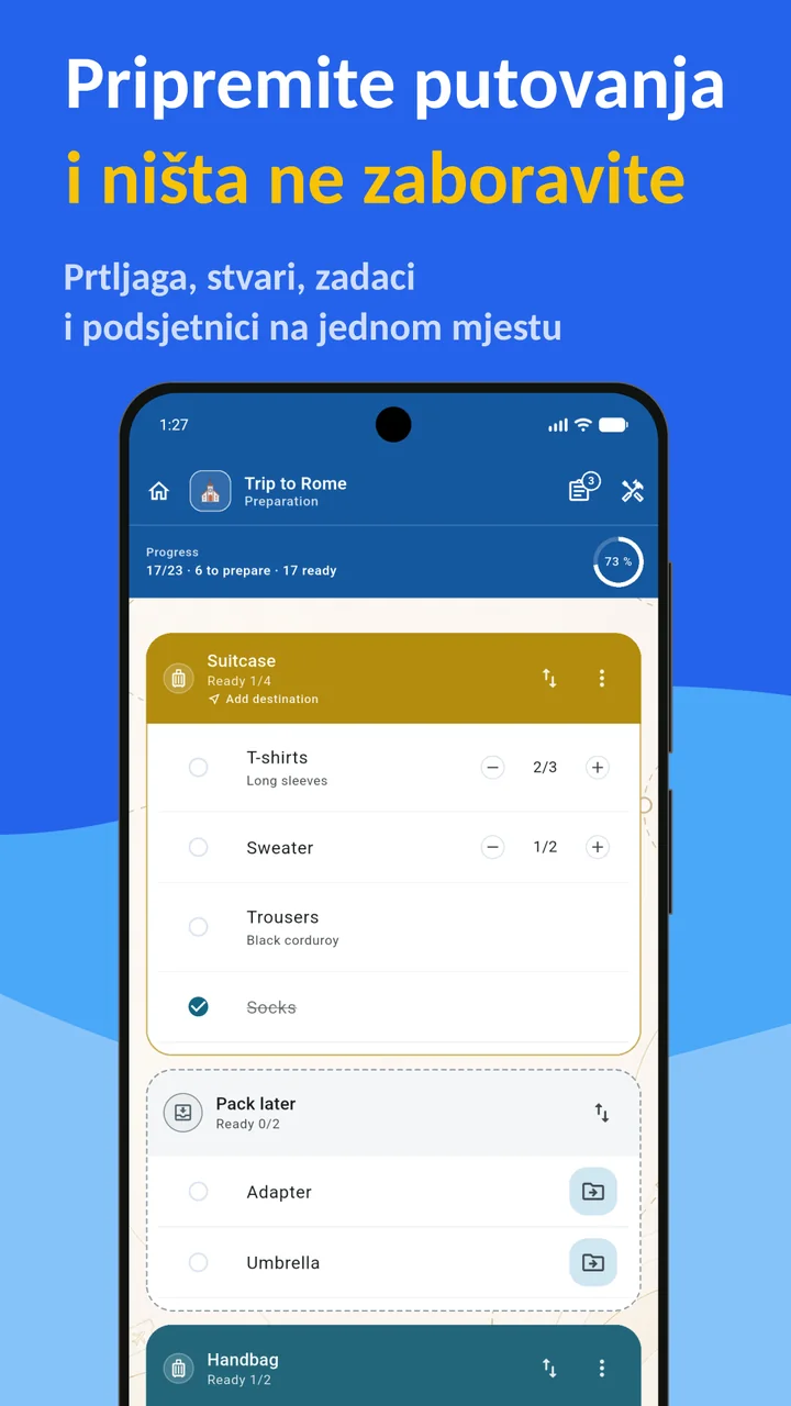 Bagolisto: Popis za pakiranje