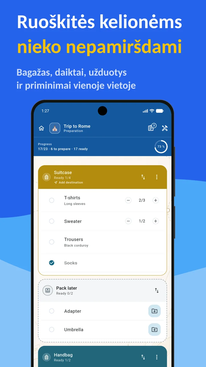 Bagolisto: Pakavimo sąrašas