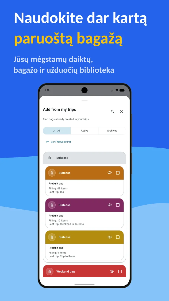 Bagolisto: Pakavimo sąrašas