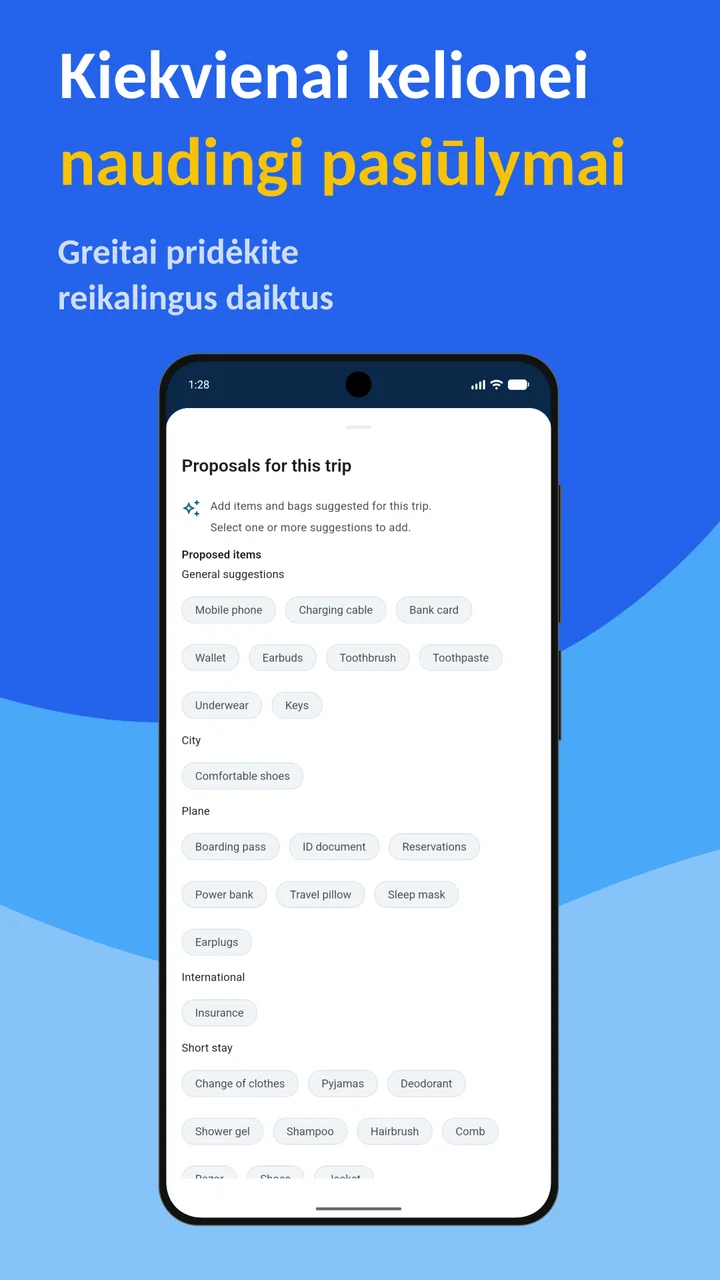 Bagolisto: Pakavimo sąrašas