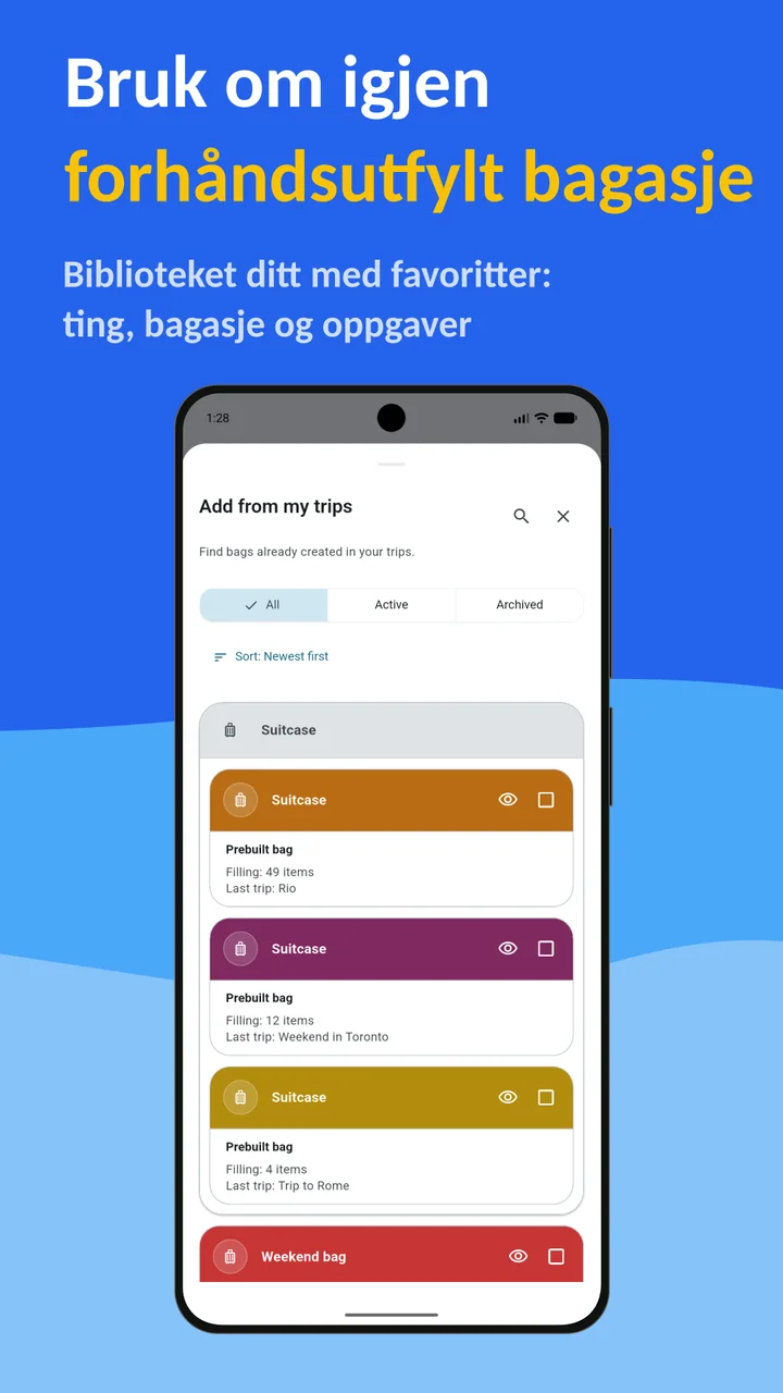 Bagolisto: Reisepakkeliste