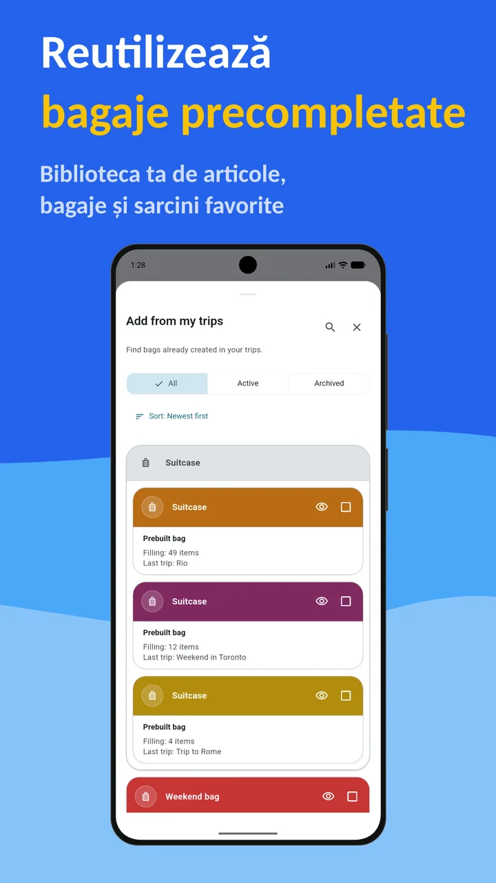 Bagolisto: Listă de bagaje