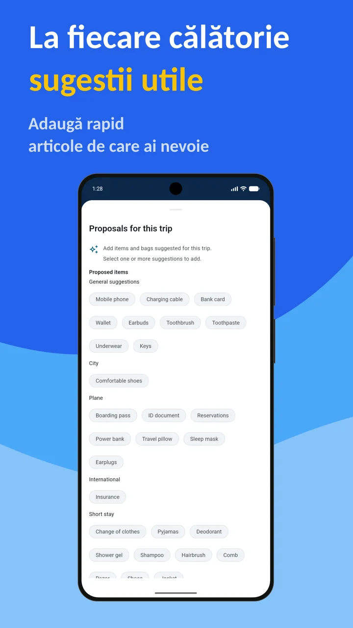 Bagolisto: Listă de bagaje