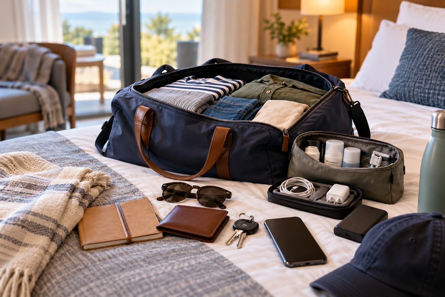 Sac préparé pour un week-end.